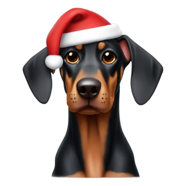 Doberman in a santa hat sticker