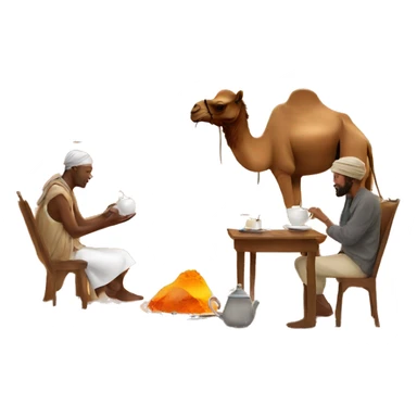 Desert session with tea and camel sticker