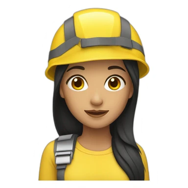 Woman with yellow helmet black hair sticker