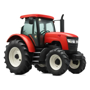 A Red tractor with a Green maple leaf sticker