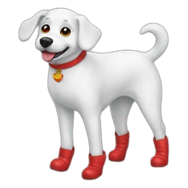 dog in ghost ghost costume with red boots sticker