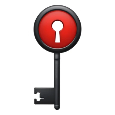 iOS sticker, dark key, black metal, red hole, minimal sticker
