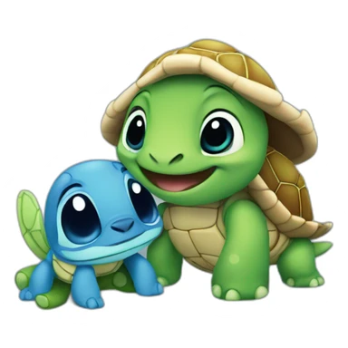 Stitch And turtle sticker