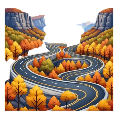 A single winding asphalt road through the blue mountains and autumn colored trees sticker