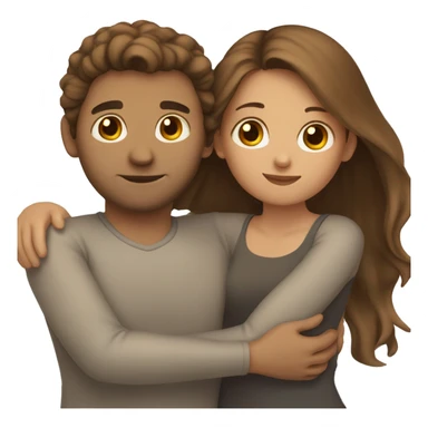 Brown hair girl cuddling brown hair man sticker