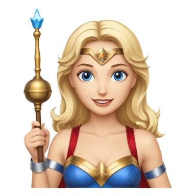 Blonde blue eyes Wonder Woman holding bell and baton sticker