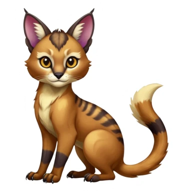 Colorful dark tropical exotic cute cool beautiful shiny beautiful fantasy-caracal-civet-genet-sergal-vernid-Gryphon-Cacomistle-Trico-oncilla-animal-Fakémon-hybrid-fursona (full body) sticker