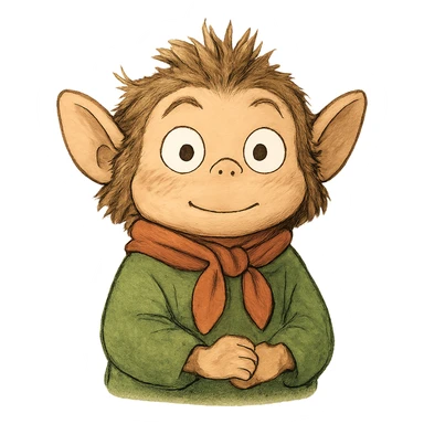 a whimsical character with wide eyes and raised eyebrows sticker