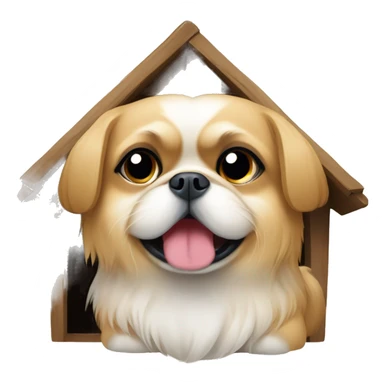 Pekinese inside a doghouse sticker