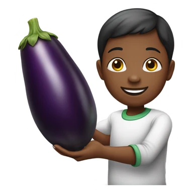 Kid holding eggplant  sticker