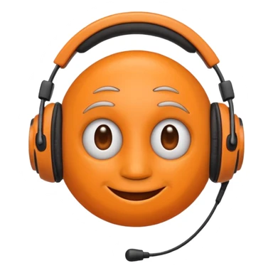 Orange happy face emoji with a couple of hair,headphones,and antennas. sticker