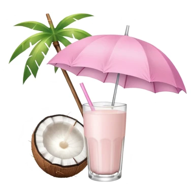 coconut drink with light pink umbrella sticker