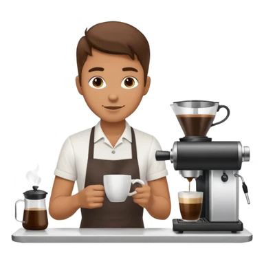 Бариста делает кофе. Цветовая палитра: #FFFFFF, #F7FD02, #D3D3D3, # 242424 sticker