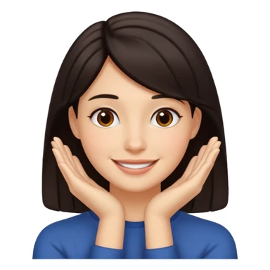 Hands under chin smiling dark hair  sticker