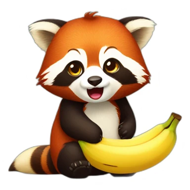 red panda with banana crying sticker