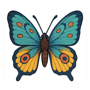 bold ghibli style icon of a butterfly sticker