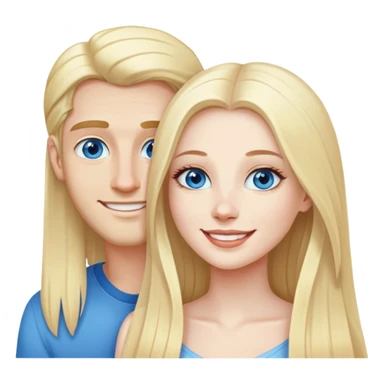 pretty woman with pale skin and who has BLUE eyes very long blonde hair with her boyfriend  sticker