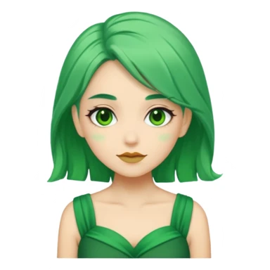 green dress old character, green hair. sticker