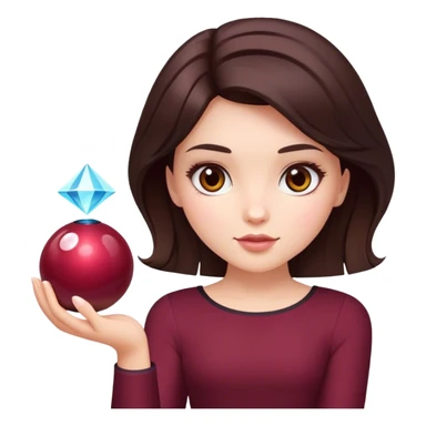 A brunette girl with a square hairstyle , with a magic ball Burgundy sticker