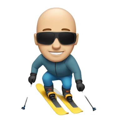 Bald guy skiing sticker