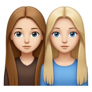 2 girls one with long straight brown hair with brown eyes and other with long straight blonde hair with blue eyes sticker