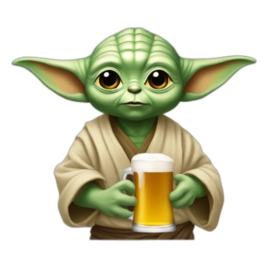 Bebe yoda qui bois une biere sticker