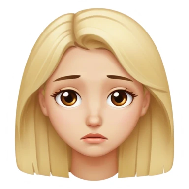 blonde model, brown eyes, teary-eyed sadness  sticker