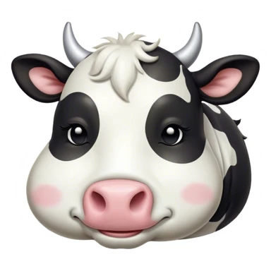 Meme-Worthy Cute Sleeping Black and White Cow Portrait Emoji, Head resting peacefully with a contented smile, showcasing a robust build and a luxuriously soft contrasting coat of black and white, eyes shut in a serene, restful nap, Simplified yet hilariously adorable features, highly detailed, glowing with a soft, drowsy light, high shine, relaxed and utterly lovable, stylized with an air of playful laziness, bright and heartwarming, soft glowing outline, capturing the essence of a comically sleepy cow, so meme-worthy it feels like it could instantly become the next viral sensation of adorable slumber! sticker