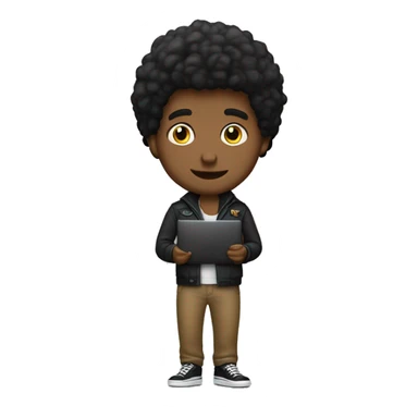 Chico con laptop y bolso, de pelo negro sticker