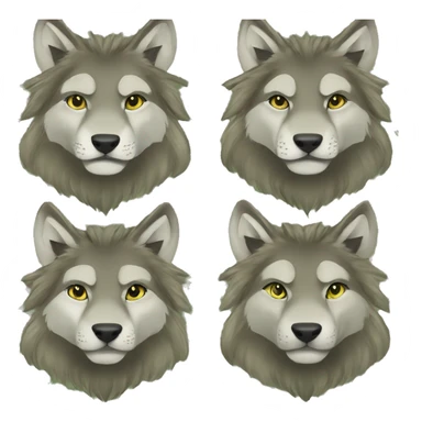 Musty green olive gray brown camo wolf lion dragon hybrid sparkling glittering wolf sticker