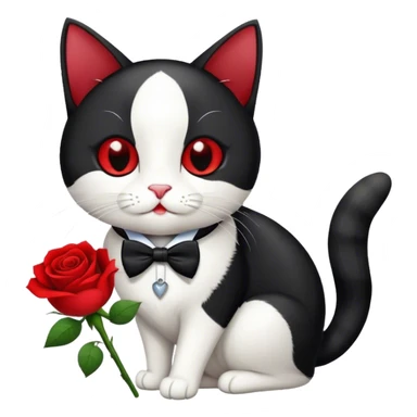 Tuxedo cat eating a rose  sticker