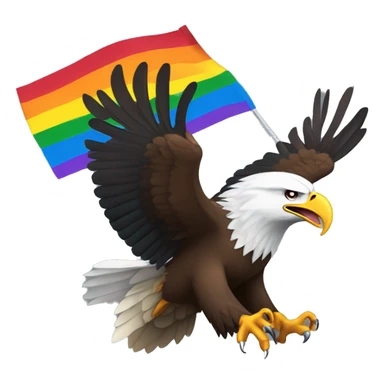 eagle in flight holding pride flag with talons sticker