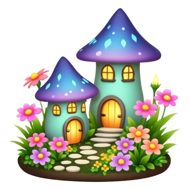 fairy garden with glowing flowers sticker