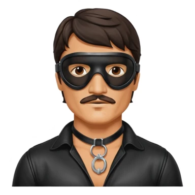 pedro pascal with leather eye mask and leather halter neck blouse sticker