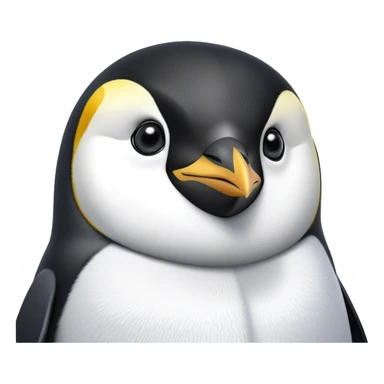 Cinematic Noble Emperor Penguin Portrait Emoji, Poised and regal, standing proudly on icy terrain with crisp black and white plumage and determined, deep-set eyes, Simplified yet sharp and sophisticated features, highly detailed, glowing with a soft, dignified polar glow, high shine, intelligent and stalwart, stylized with an air of imperial command, focused and resolute, soft glowing outline, capturing the essence of a watchful and confident arctic guardian that feels as though it could waddle out of the screen with effortless authority! sticker