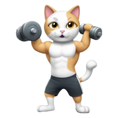 a fitness cat holding a dumbbell sticker