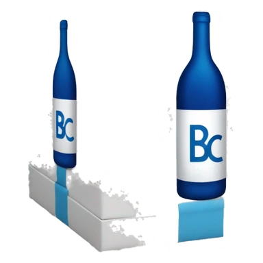 A white box with blue pictures of wine on the side and bold 'BC' logo in the middle of one side of the box sticker