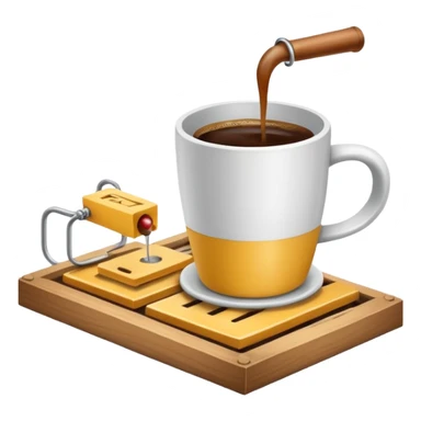 mouse trap with a coffee cup on the trap, in the style of Google Noto emoji sticker