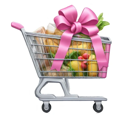 Grocery cart with a pink bow sticker