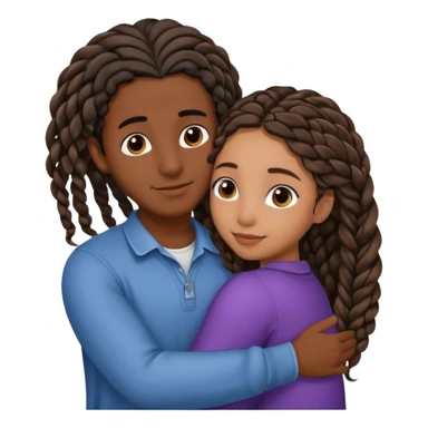 dark skin, black girl with black and brown braids, hugging her middle eastern boyfriend with wavy brown hair and medium to light skin sticker