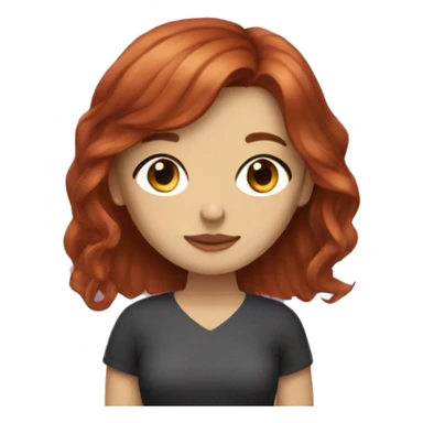 beautiful girl with long red brown hair and curtain bangs and cute clothes sticker