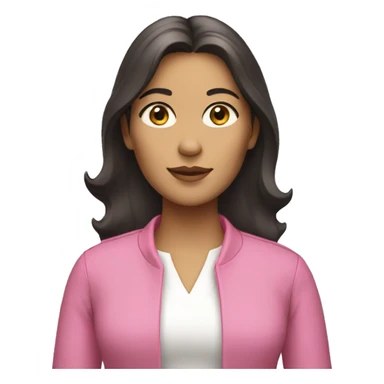 female architect with dark hair, tan skin, pink clothes and a crown sticker