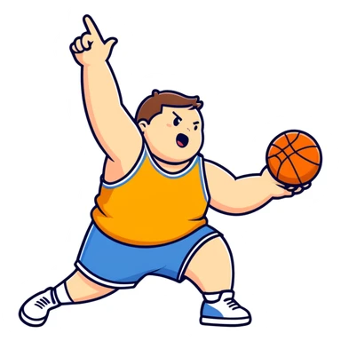 He’s a fat little basket ball player hooping Mexican  sticker