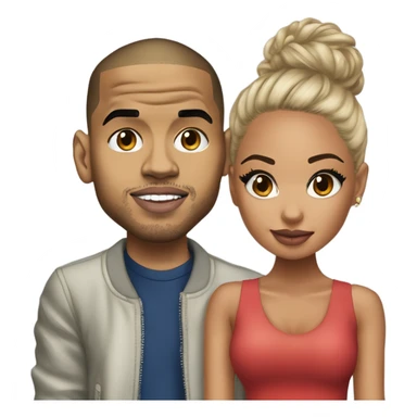 Hyper Realistic Chris Brown and beautiful Karruche Tran  sticker
