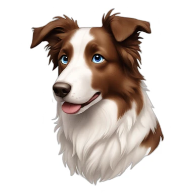 white red merle border collie with few brownish specks in the face and in the nose blue eyes sticker