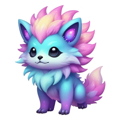 Epic Edgy Cute Colorful Vibrant Pastel Nebula Modern Vernid-Protogen-creature-animal, full body sticker