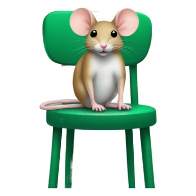 Create an emoji of a mouse sitting on a green stool sticker