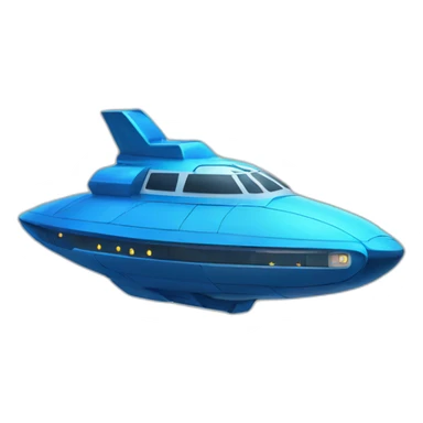 blue spaceship diagonal sticker