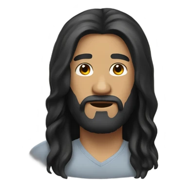 A man with long black hair, light skin, and a beard. sticker