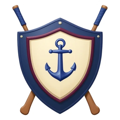 Emoji: Maroon circle, inside is a navy shield with cream outline. Shield has grapes and an anchor. Two cream hockey sticks behind. Cream text "ОДЕЩИНА KIDS sticker